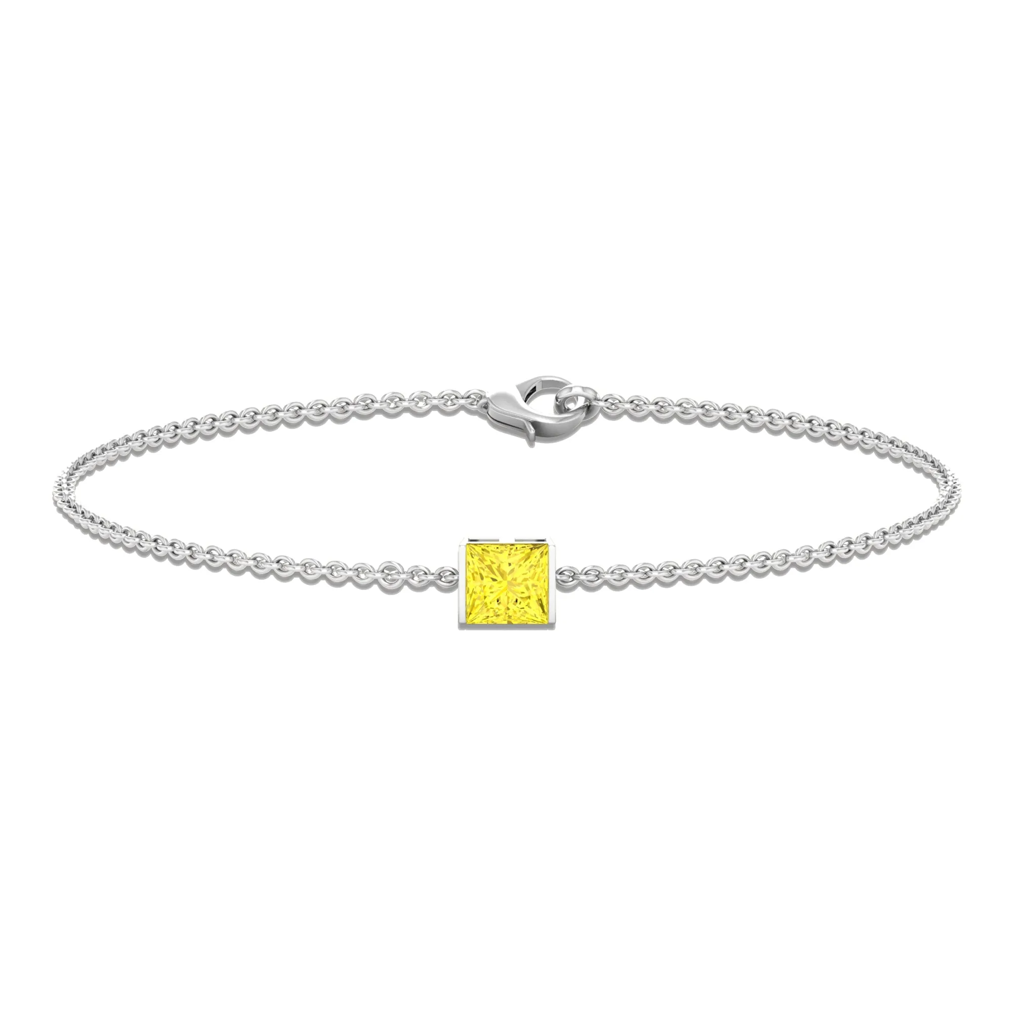 Princess Cut Yellow Sapphire Solitaire Bracelet in Bar Setting