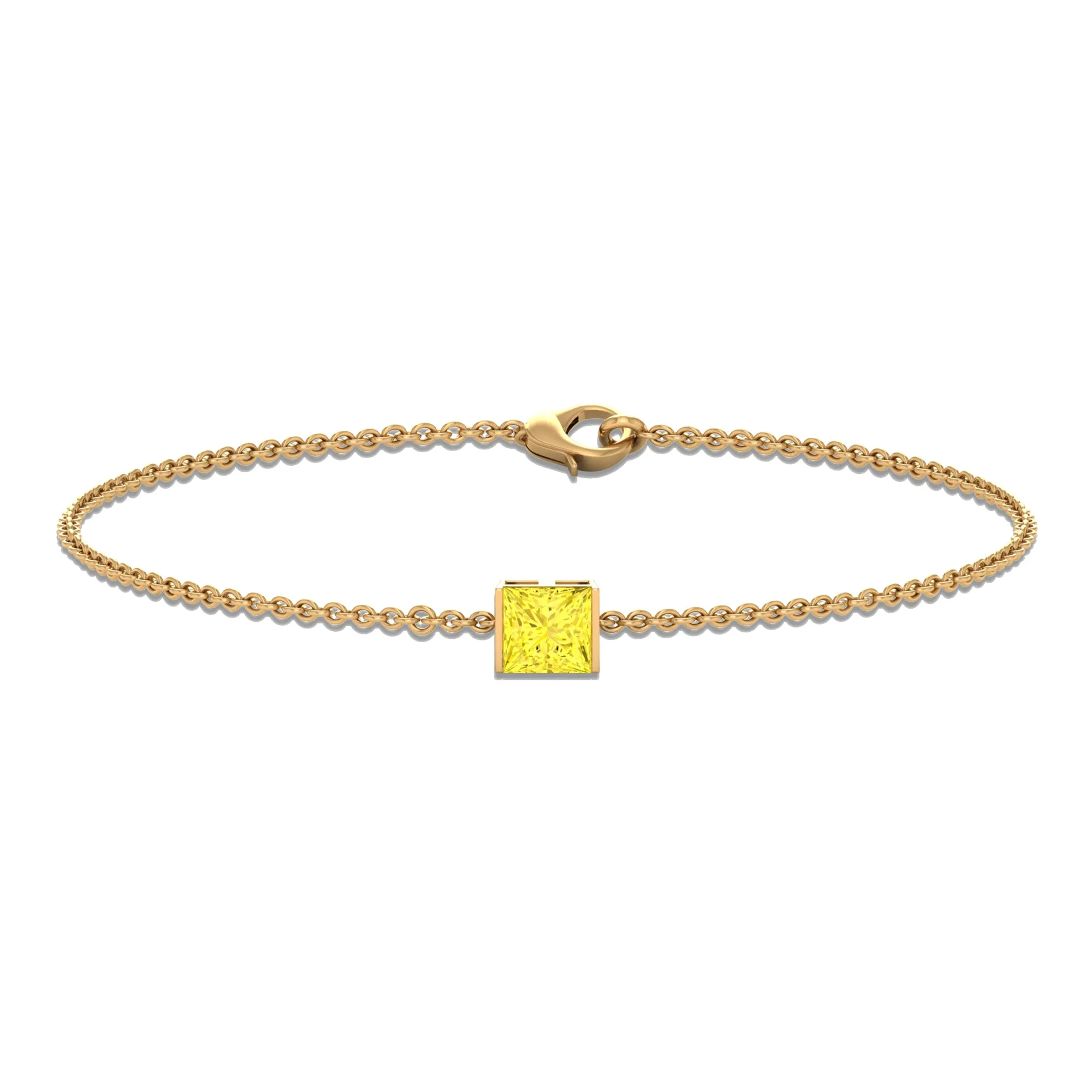 Princess Cut Yellow Sapphire Solitaire Bracelet in Bar Setting