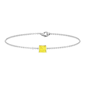 Princess Cut Yellow Sapphire Solitaire Bracelet in Bar Setting