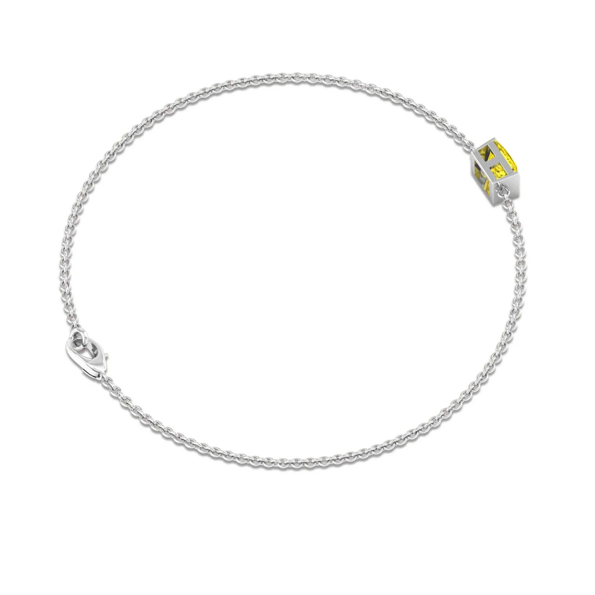 Princess Cut Yellow Sapphire Solitaire Bracelet in Bar Setting