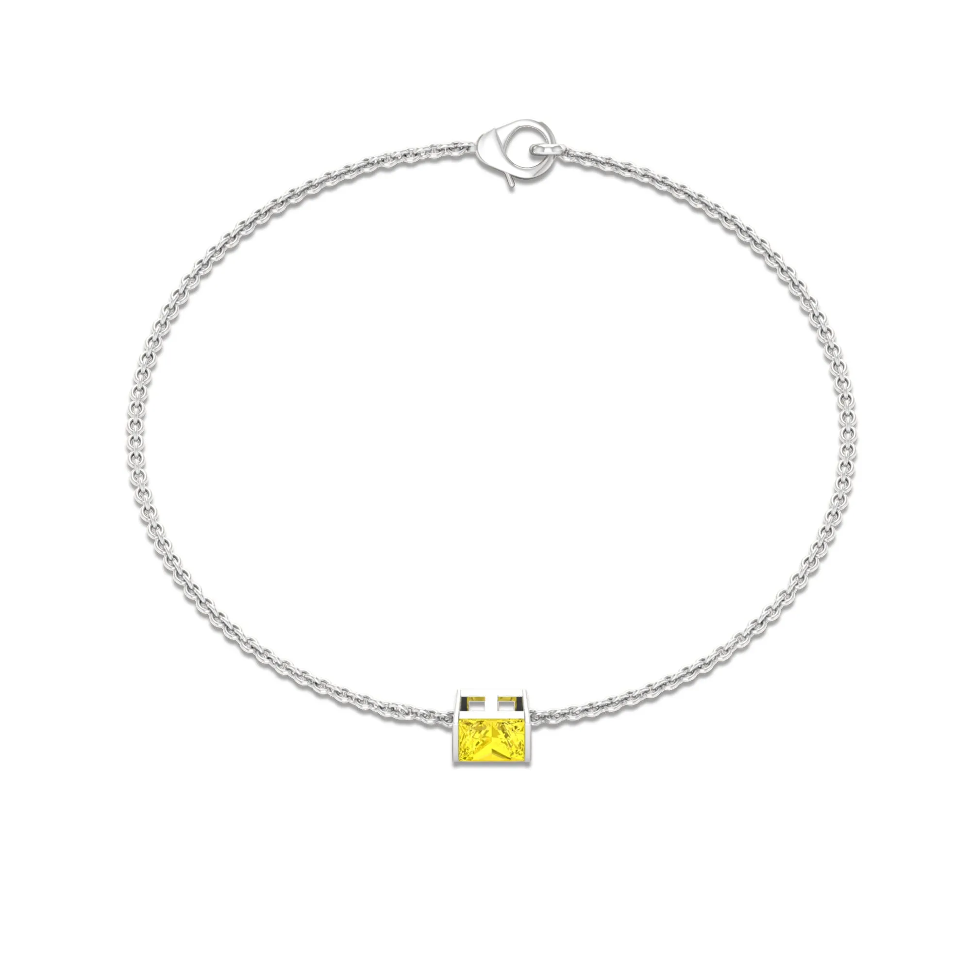 Princess Cut Yellow Sapphire Solitaire Bracelet in Bar Setting