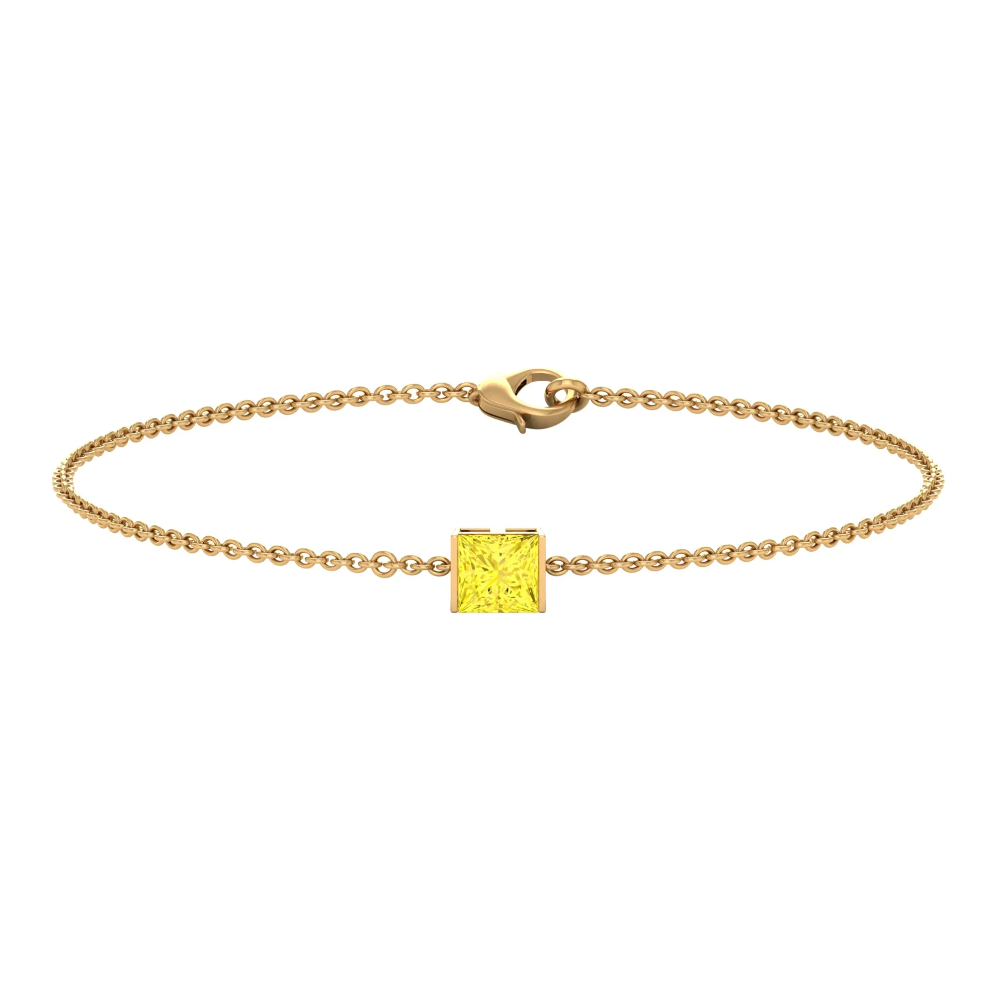 Princess Cut Yellow Sapphire Solitaire Bracelet in Bar Setting