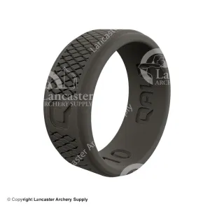 QALO Men's Dark Grey Step Edge Crosshatch Q2X Silicone Ring