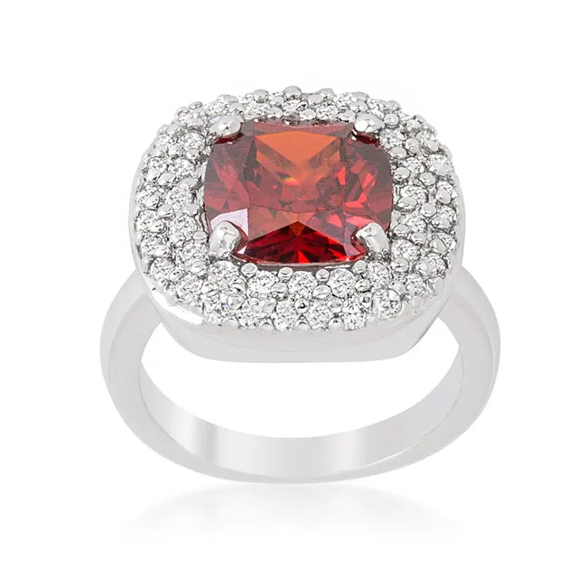 Regina Garnet Red Cushion CZ Cocktail Ring | 4ct