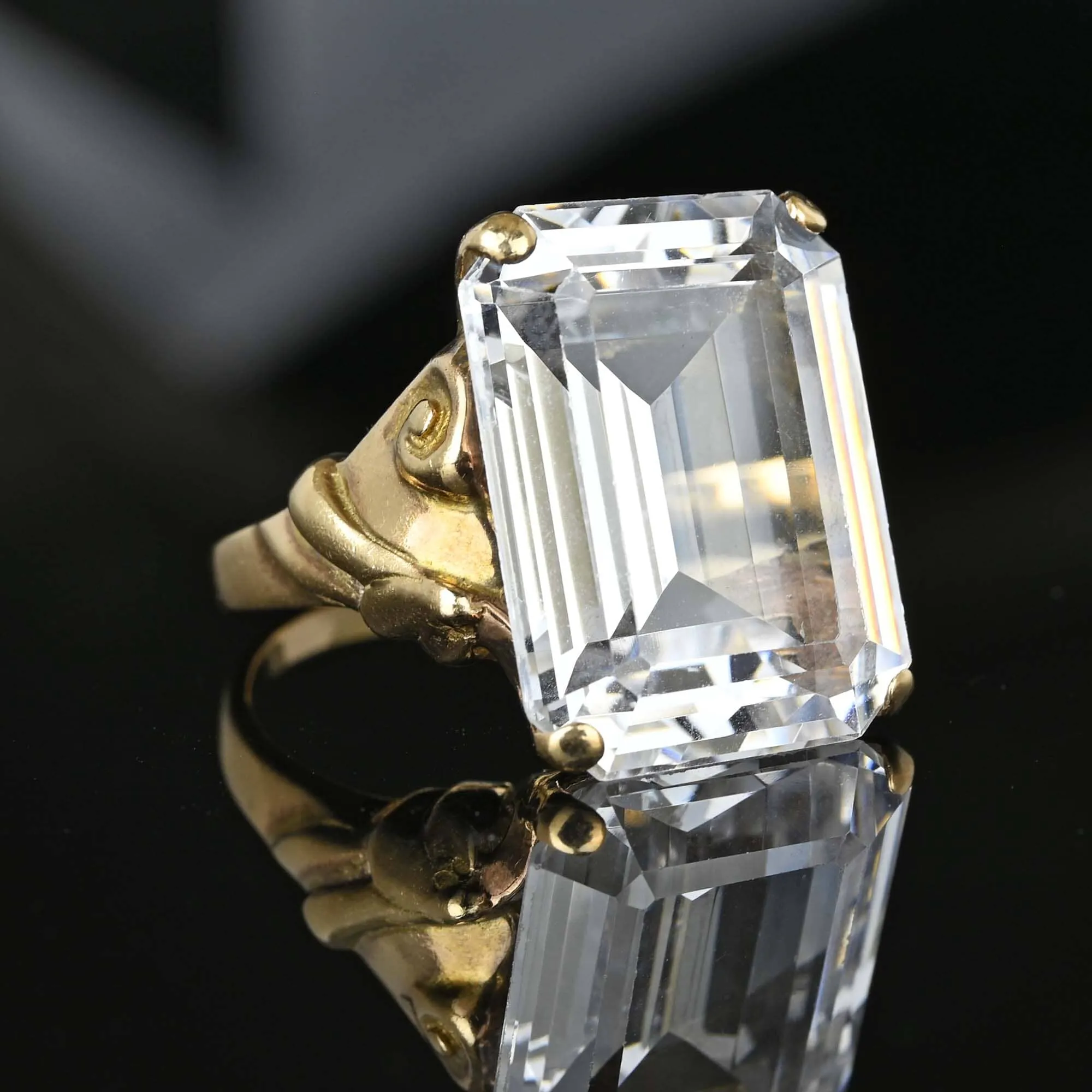 Retro Gold 28 Carat White Spinel Cocktail Ring