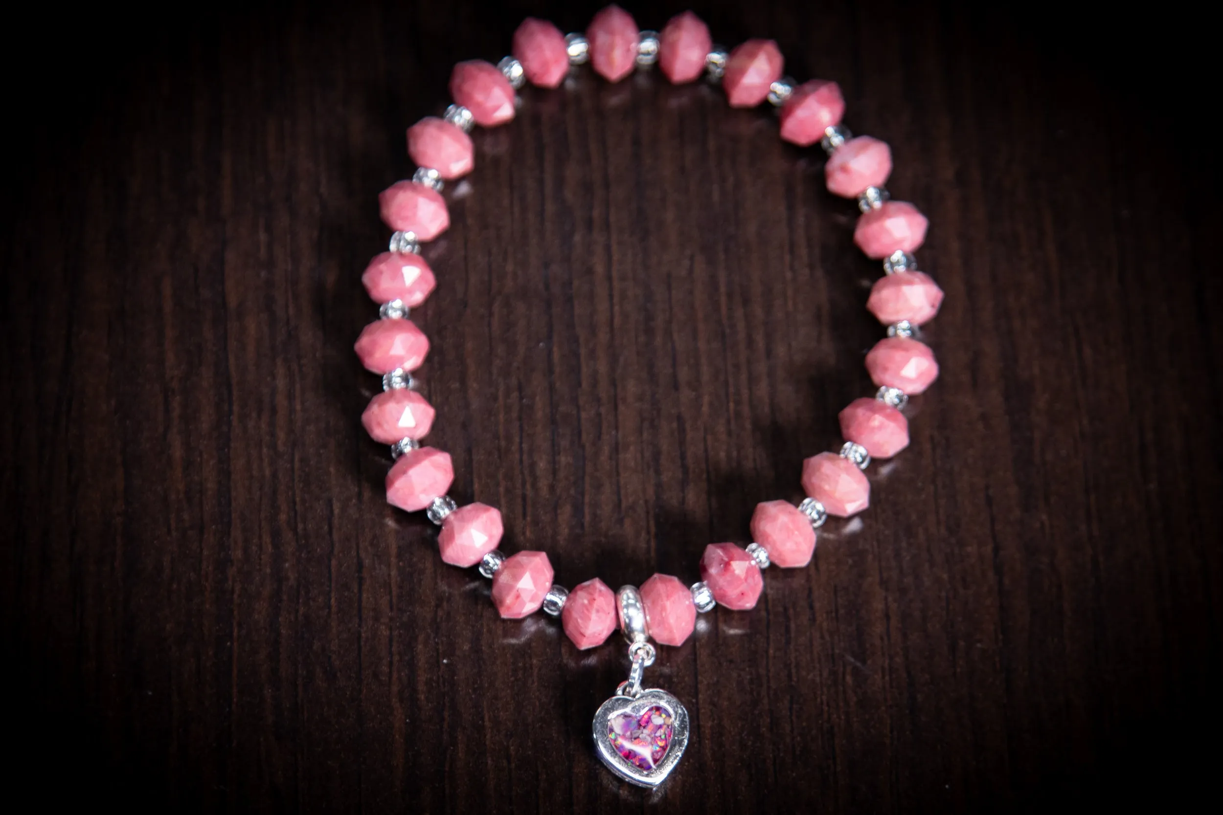 Rhodonite Opal Healing Bracelet with Cremation Ashes