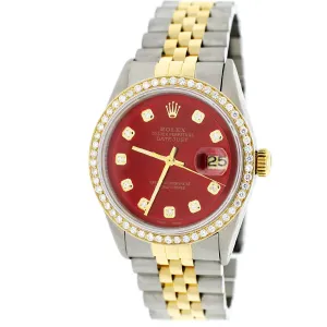 Rolex Datejust 2-Tone Gold/Steel 36mm Jubilee Imperial Red Diamond Dial &amp; Bezel TFJ-142508130