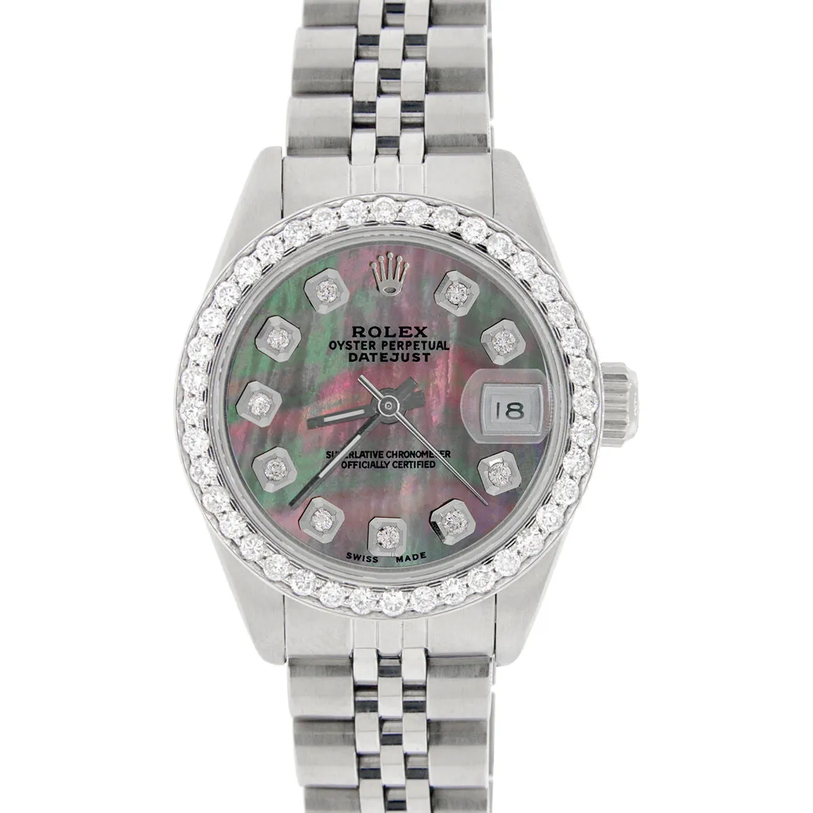 Rolex Datejust Ladies 26mm Diamond Bezel/Tahitian MOP Dial Jubilee Steel Watch TFJ-142508146