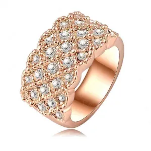 Rose Gold Lattice Motif CZ Dome Cocktail Ring