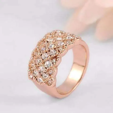 Rose Gold Lattice Motif CZ Dome Cocktail Ring