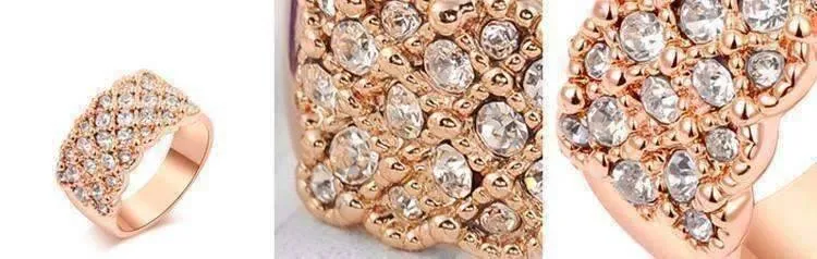 Rose Gold Lattice Motif CZ Dome Cocktail Ring