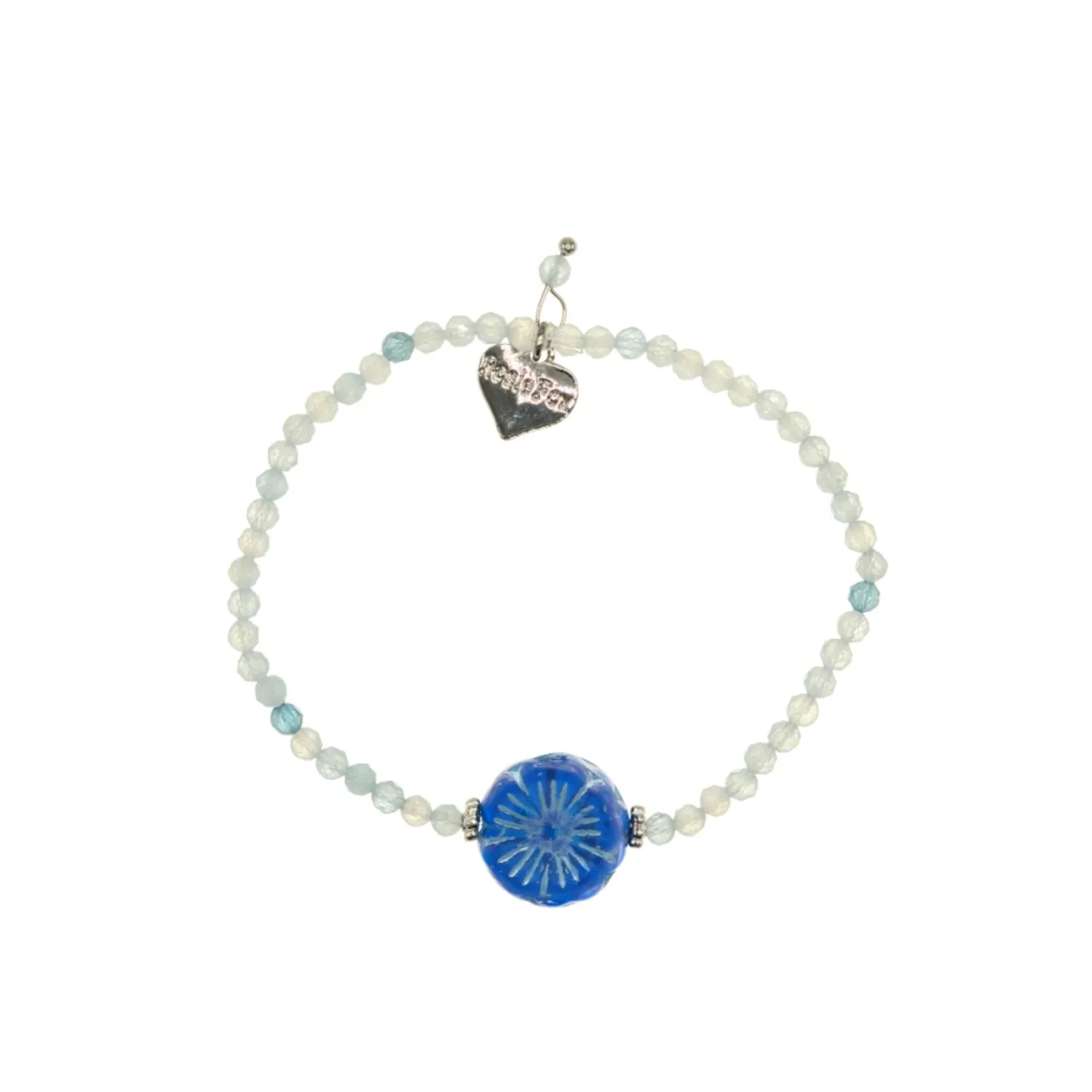 Rosie Fox Aquamarine Gemstone Blue Pansy Bracelet