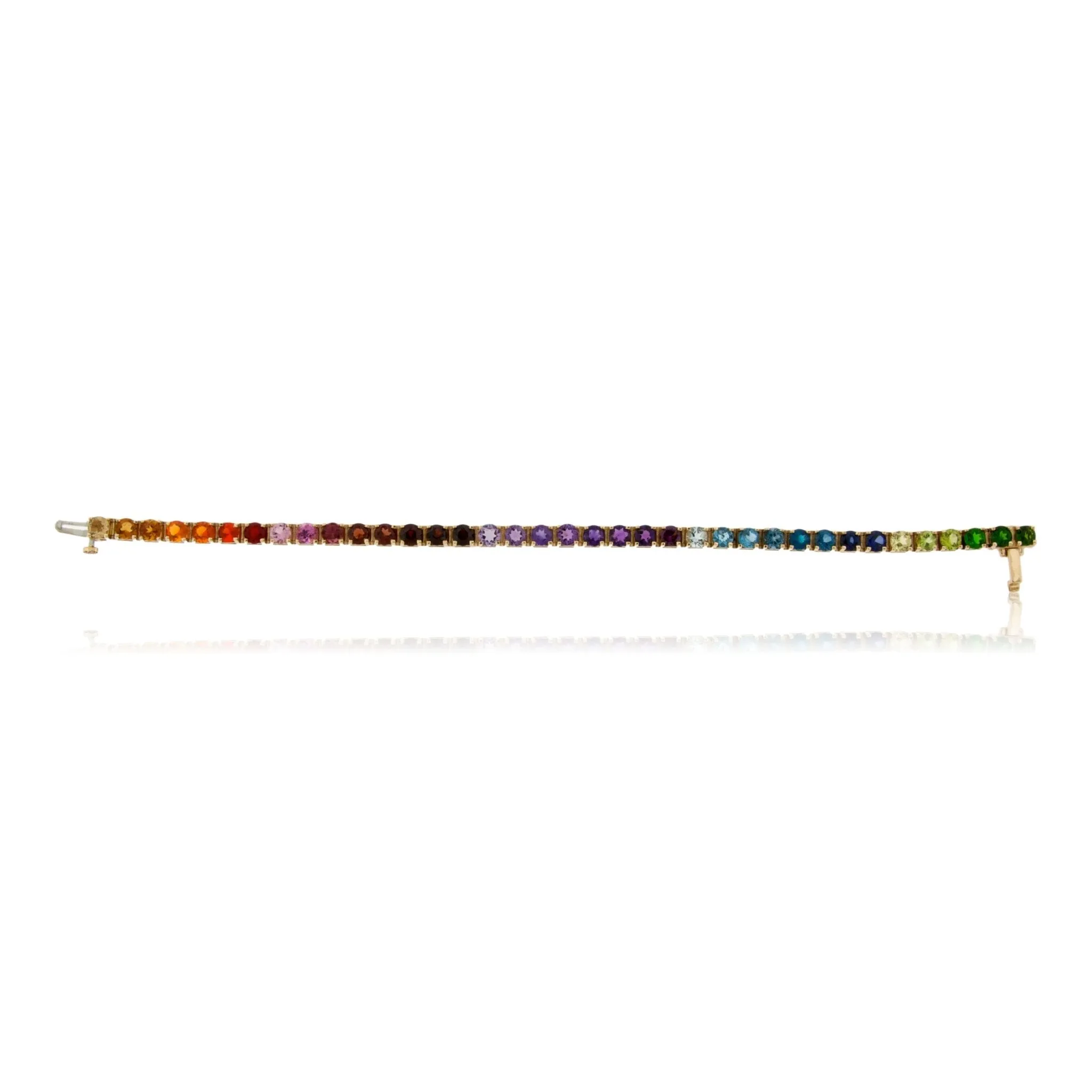 Round Rainbow Sapphire Tennis Bracelet