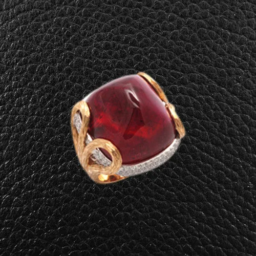 Rubellite & Diamond Ring