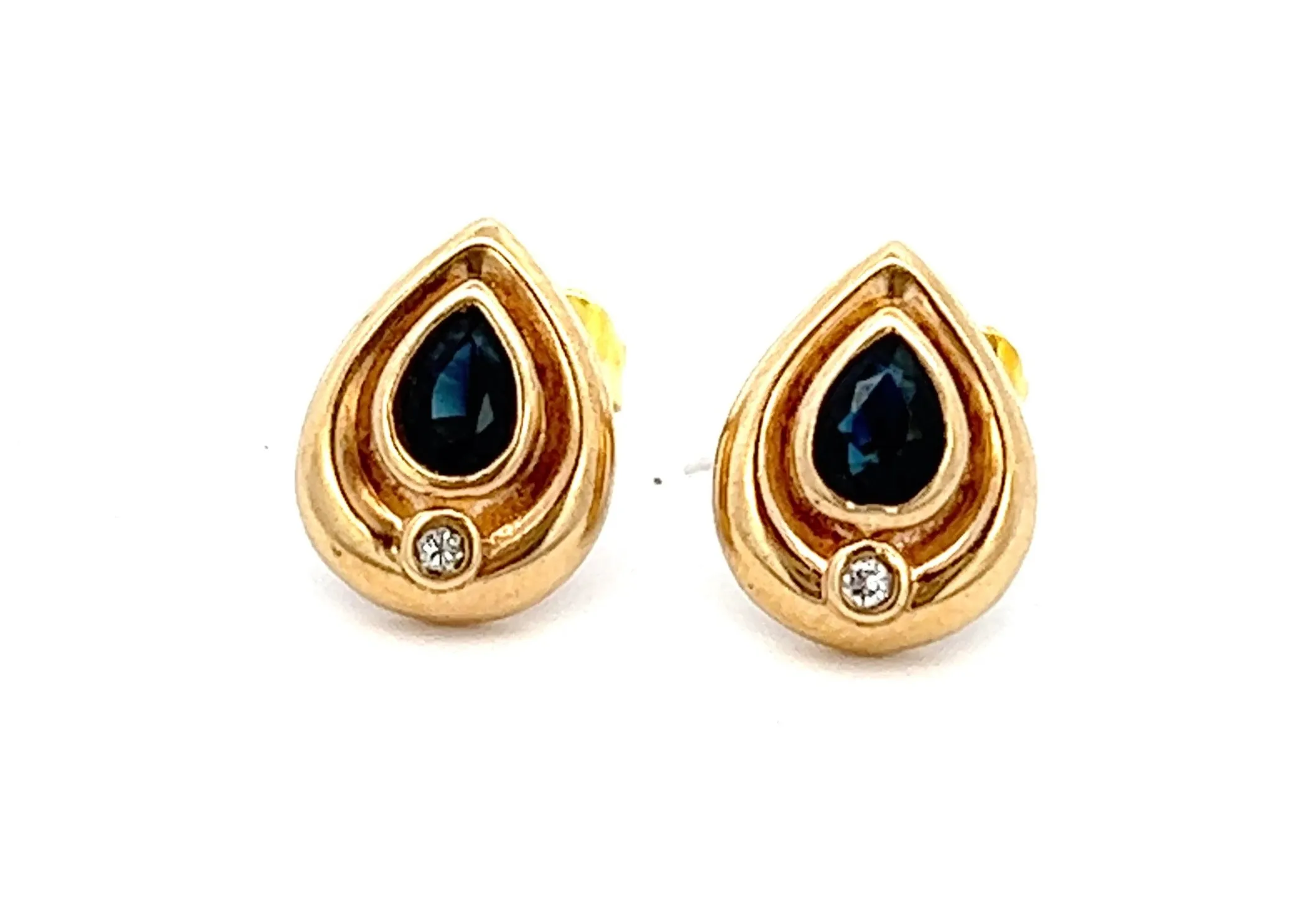 Sapphire & Diamond 9ct Yellow Gold Earrings