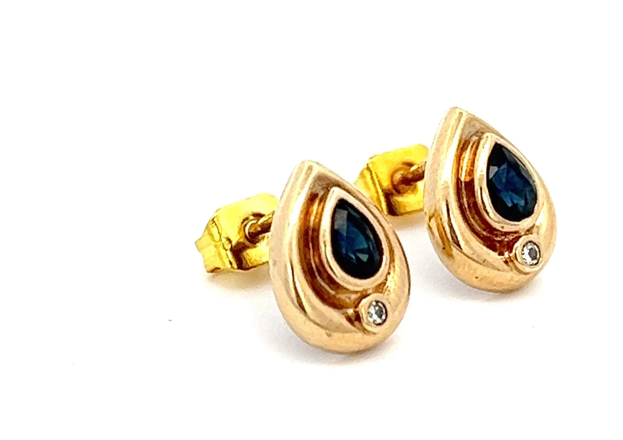 Sapphire & Diamond 9ct Yellow Gold Earrings