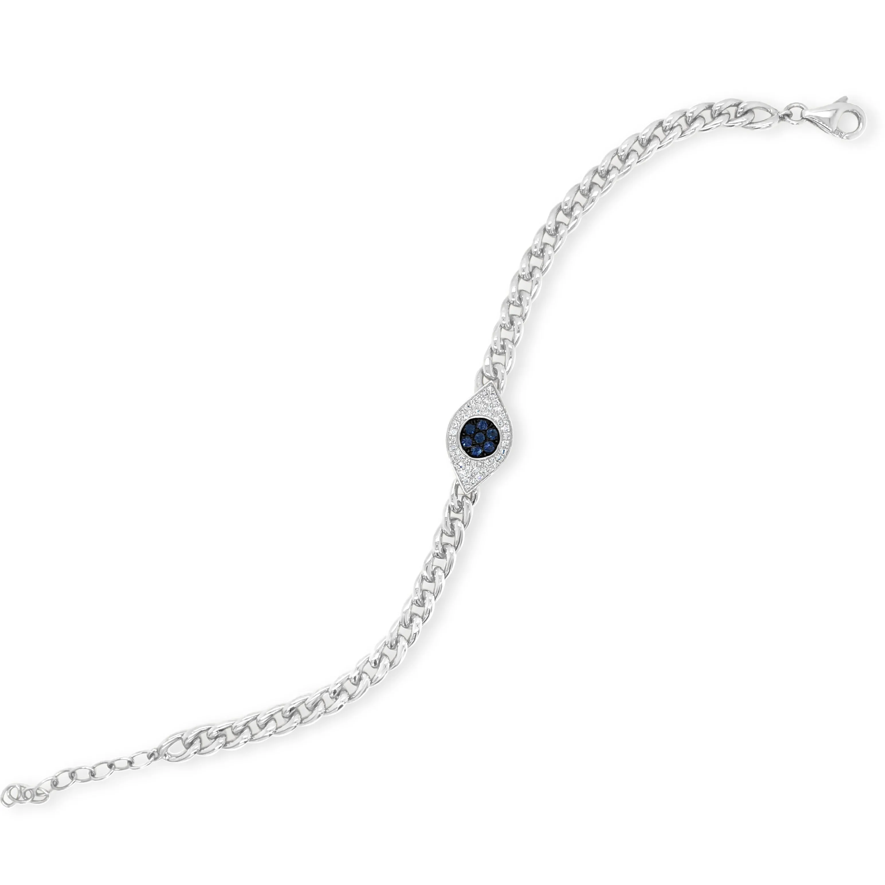 Sapphire & Diamond Evil Eye Curb Chain Bracelet