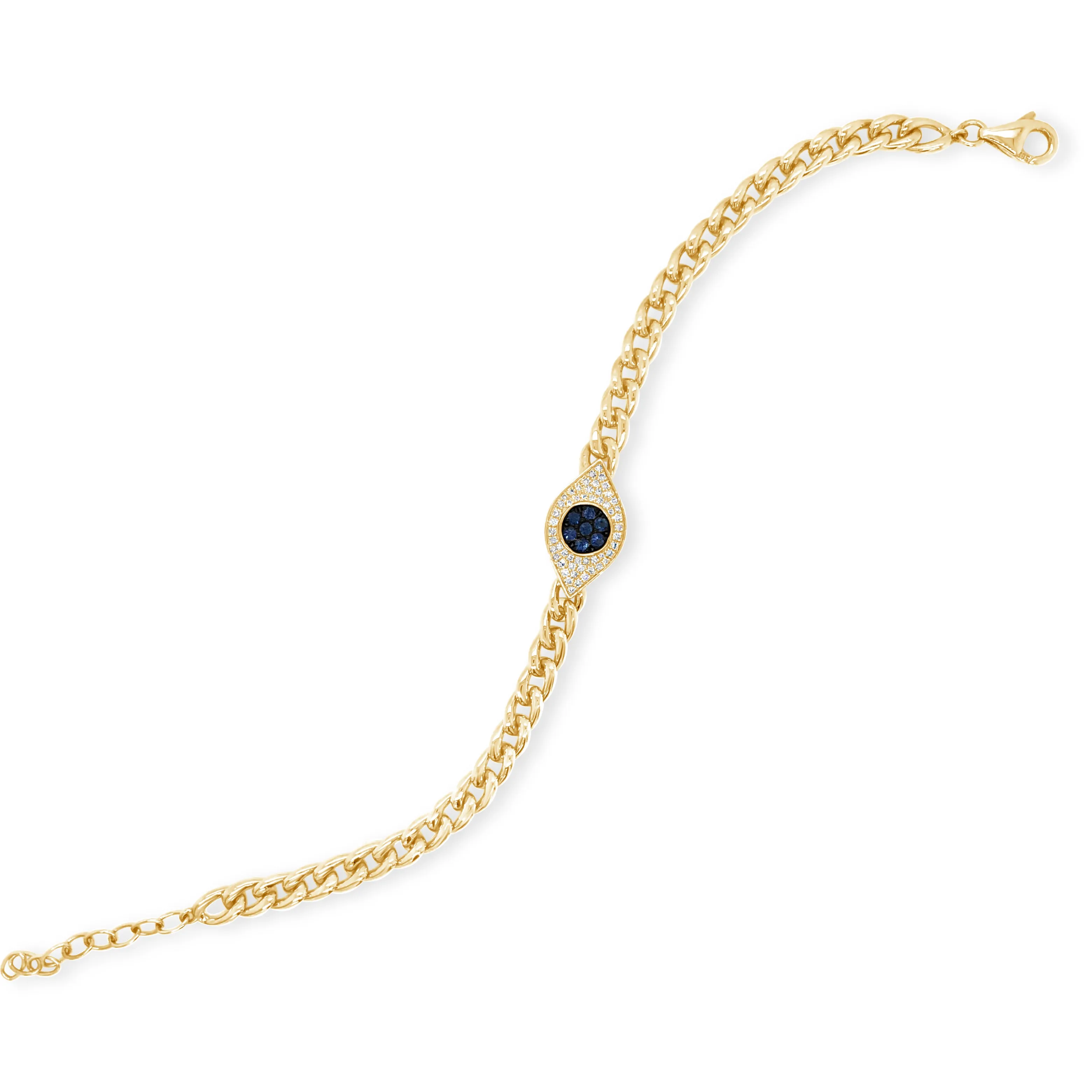 Sapphire & Diamond Evil Eye Curb Chain Bracelet