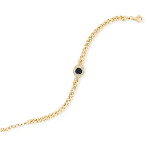 Sapphire & Diamond Evil Eye Curb Chain Bracelet