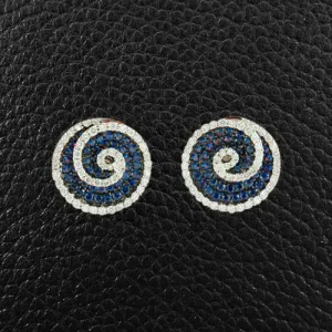 Sapphire & Diamond Swirl Earrings