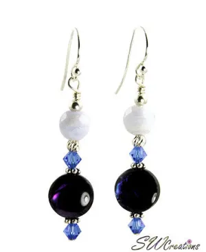 Sapphire Purple Abalone Shell Beaded Earrings