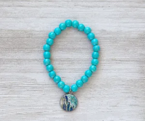 Sapphire Shores Turquoise Beaded Bracelet | Handmade Beach Jewelry