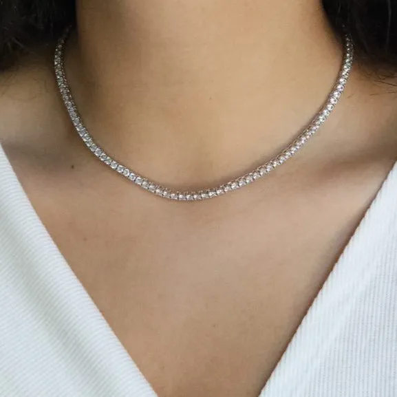 Silver Diamond Tennis Chain Necklace