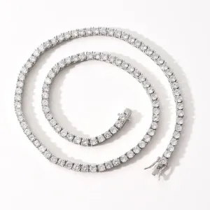 Silver Diamond Tennis Chain Necklace