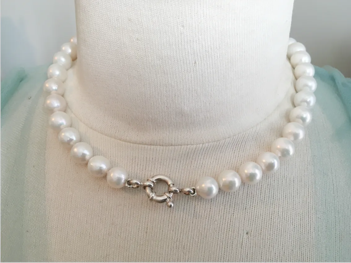 Single Strand Pearl Choker Necklace | 9mm Cultured Freshwater Pearl | Professional Jewelry