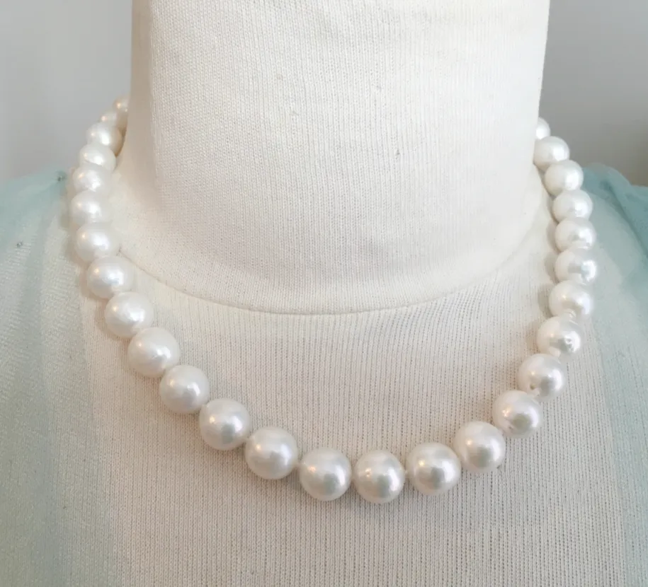 Single Strand Pearl Choker Necklace | 9mm Cultured Freshwater Pearl | Professional Jewelry