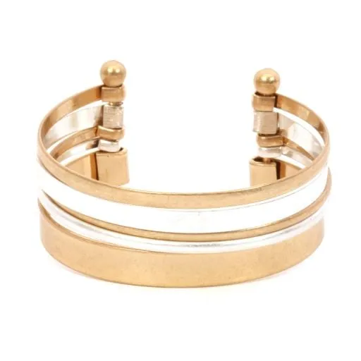 Solid Line Cuff Bracelet - Silver and Gold