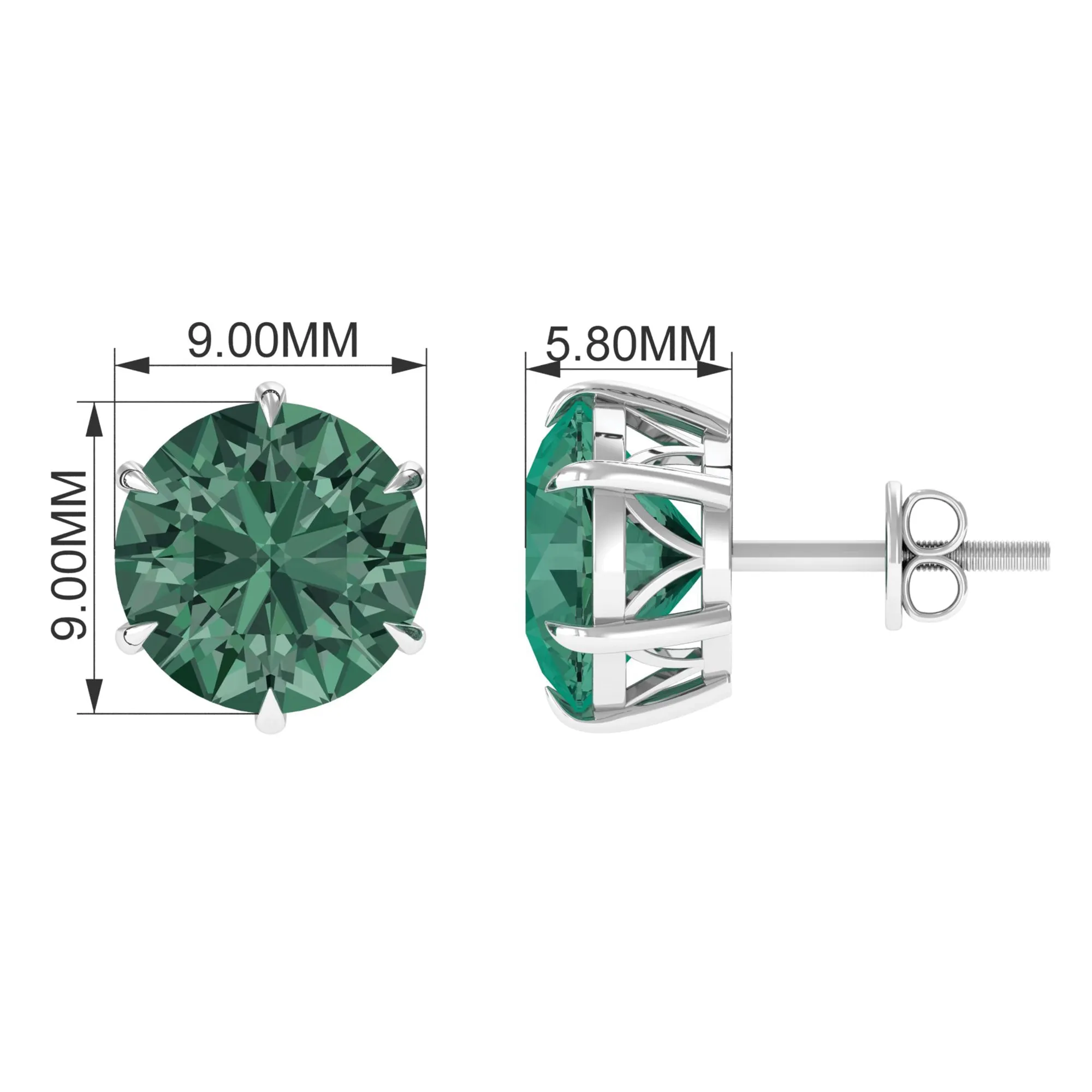 Solitaire Lab-Created Green Sapphire Stud Earrings