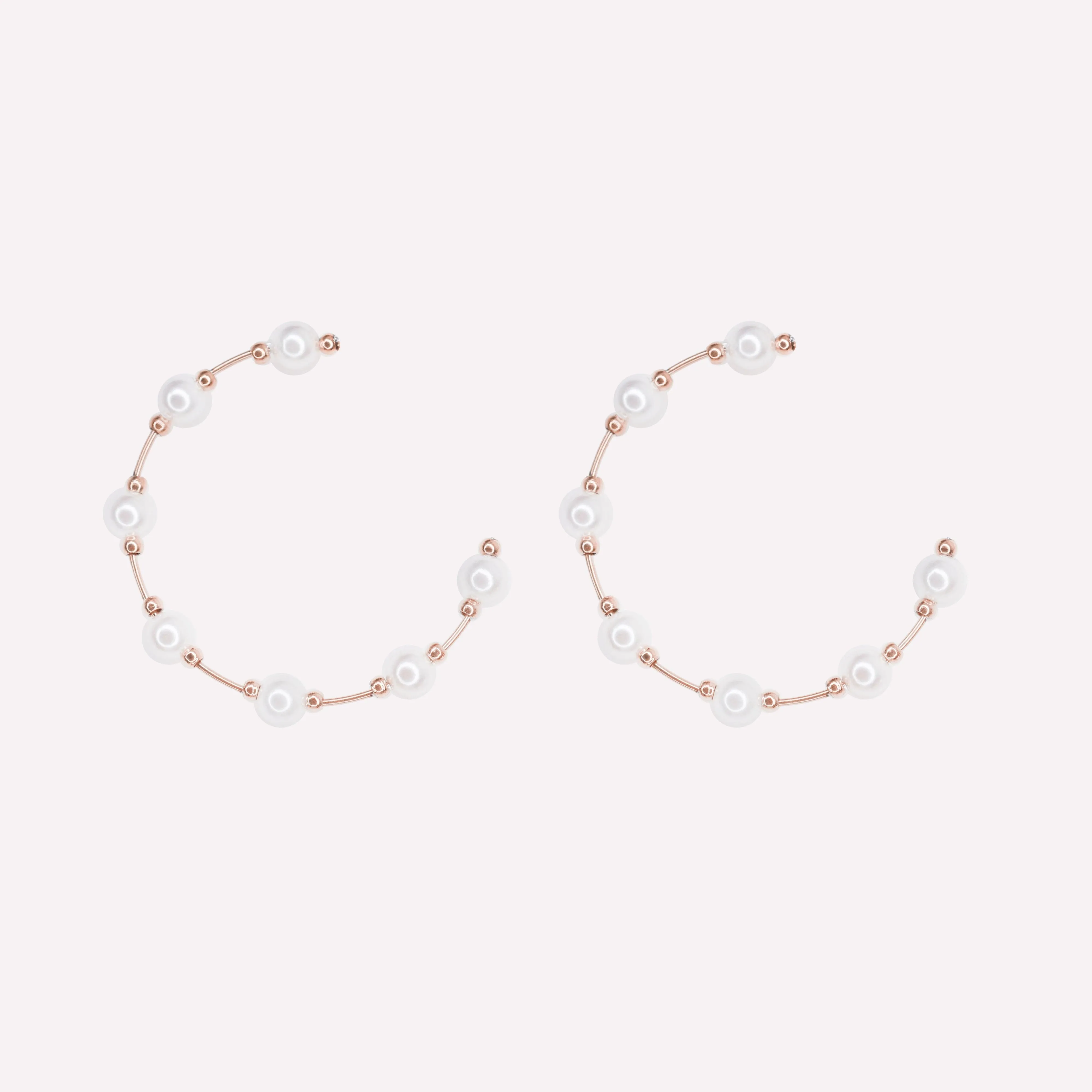 SPACED PEARL HOOP CLIP-ON EARRINGS