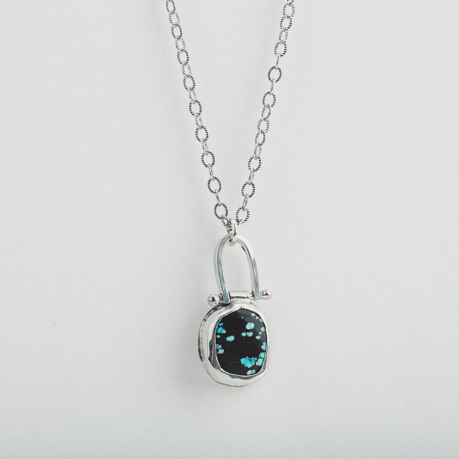 Spotted Cloud Mountain Turquoise Hinge Necklace