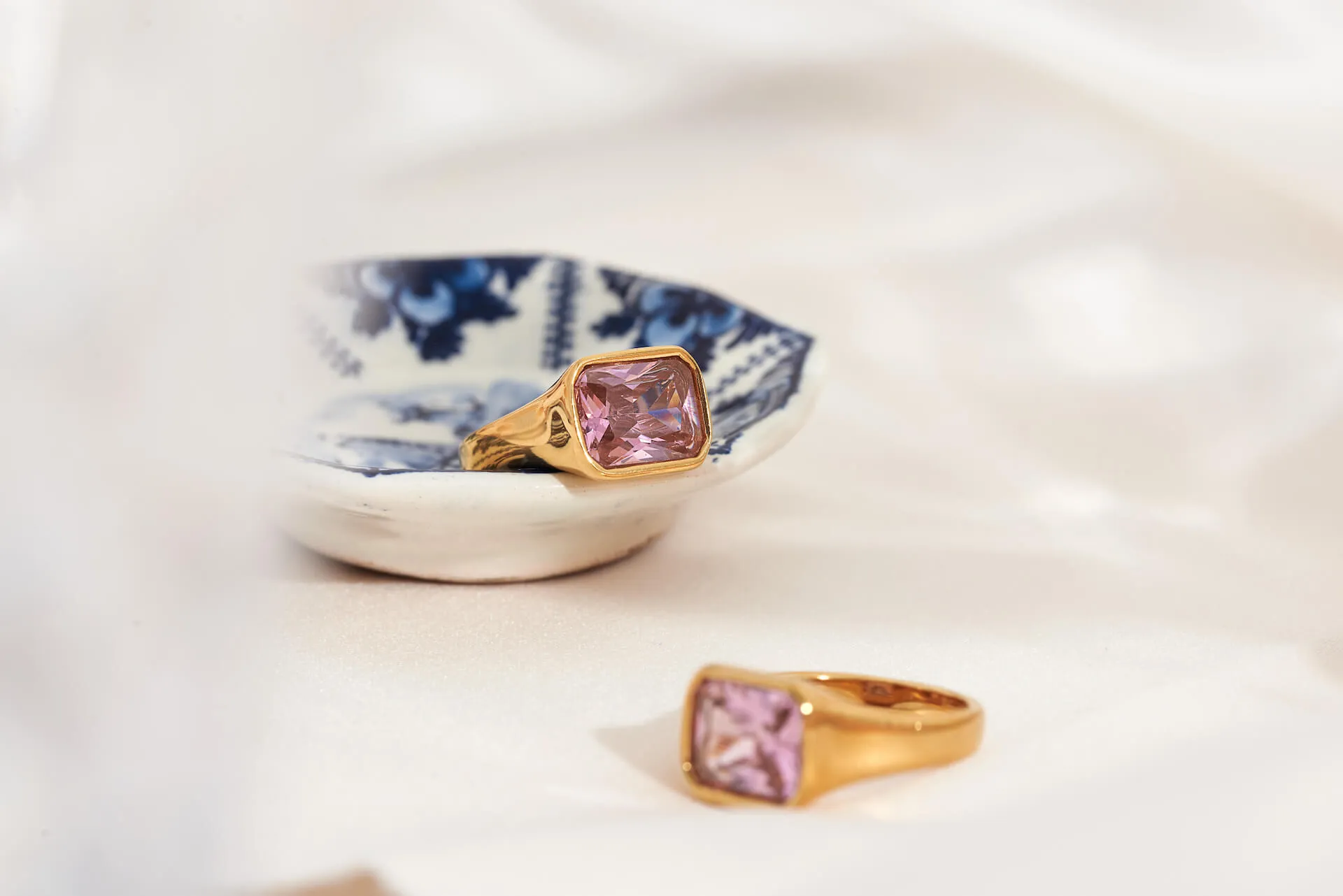 Square Cocktail Ring: Pink