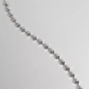 Sterling Silver Baguette Yogo Sapphire Bracelet