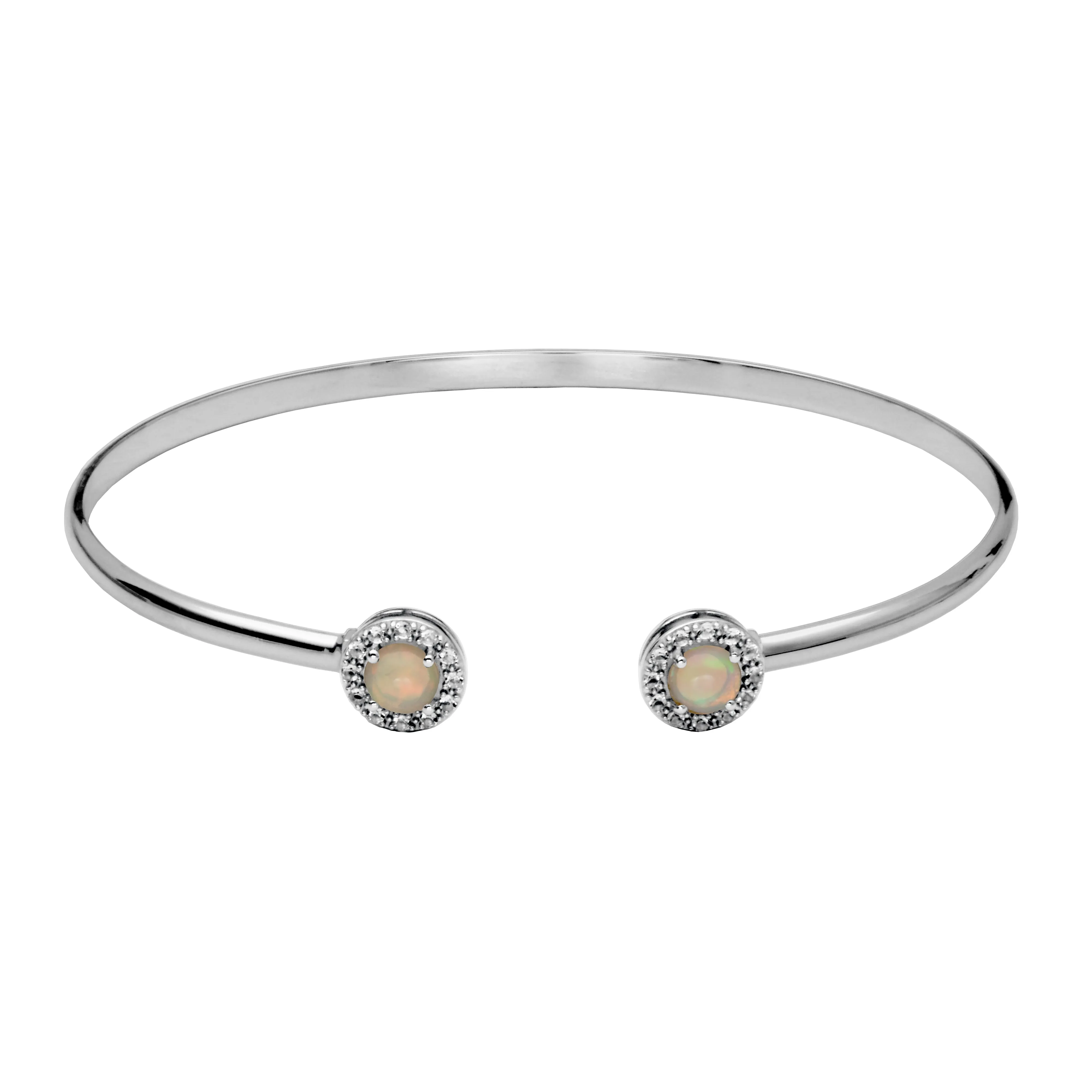 Sterling Silver Opal White Topaz Cuff Bracelet