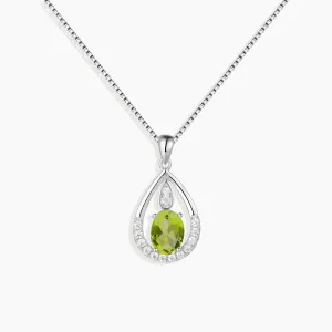 Sterling Silver Peridot Necklace – Elegant Drop Pendant Design | Irosk ®