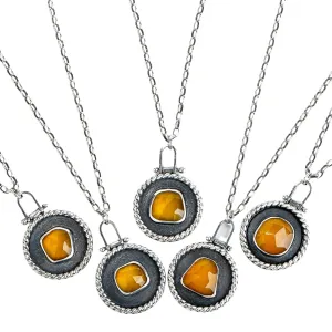 Sunny Yellow Chalcedony Medallion Necklaces