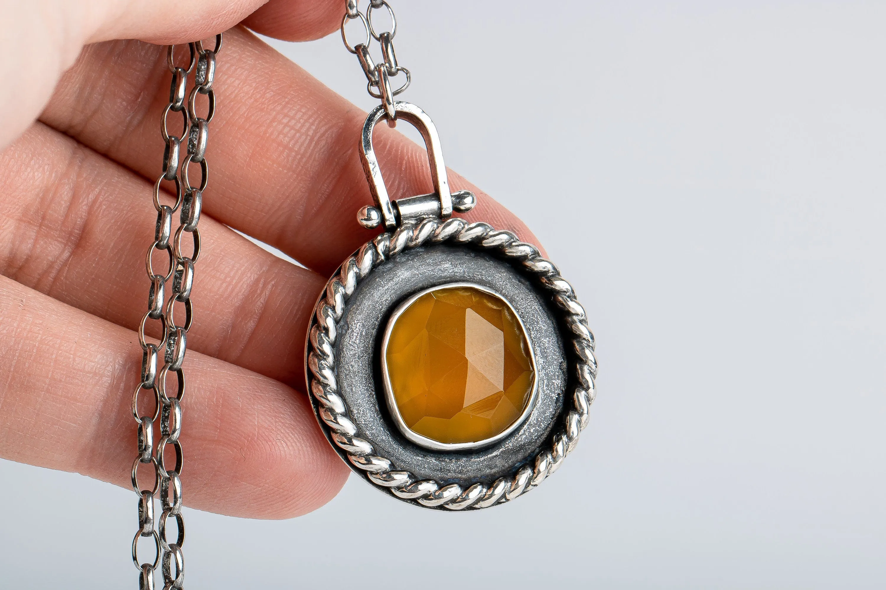 Sunny Yellow Chalcedony Medallion Necklaces