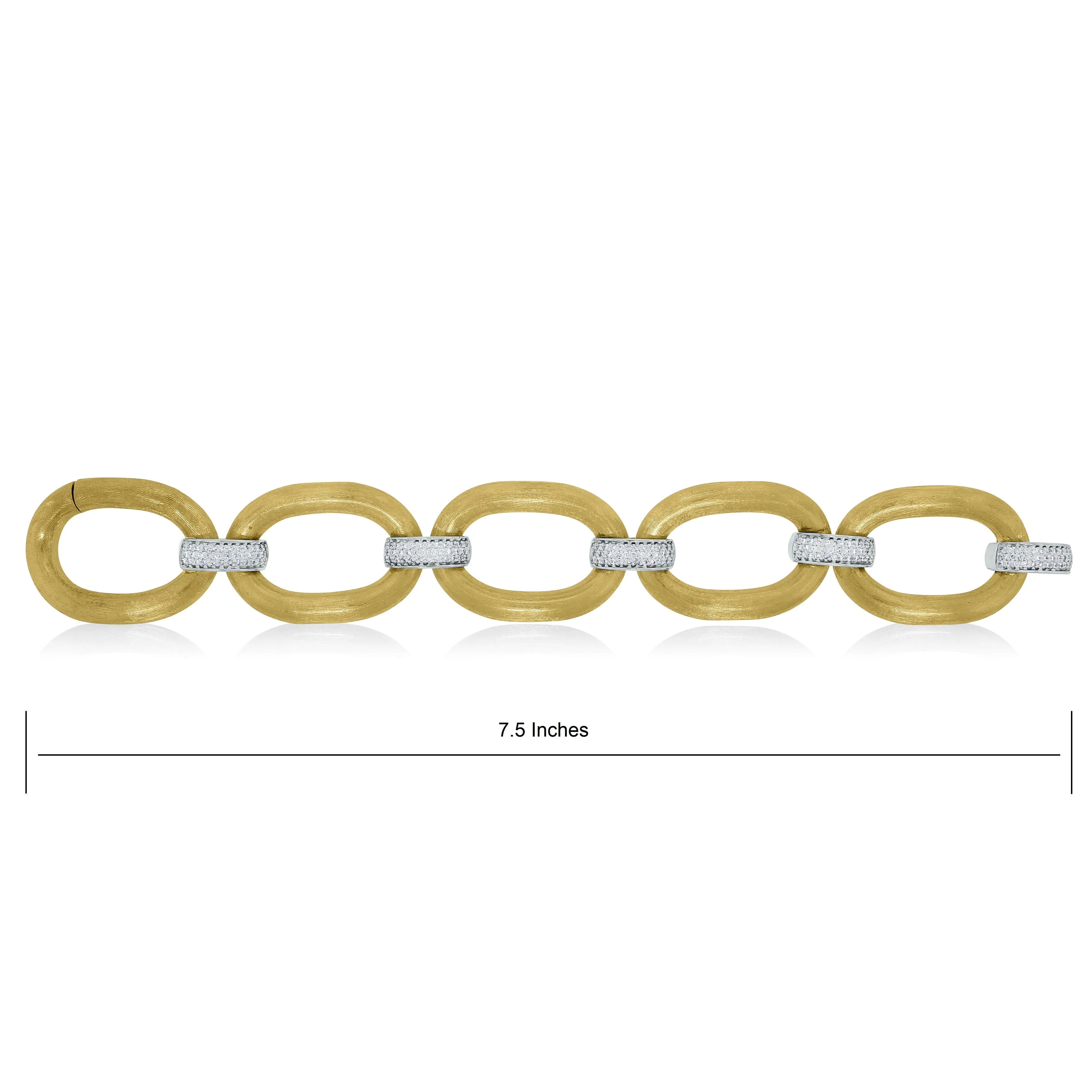 Textured Gold & Diamond Link Broad Bracelet (1.56 ct Diamonds) in Gold