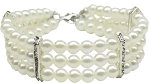 Three Row Pearl Necklace White Lg (12-14)