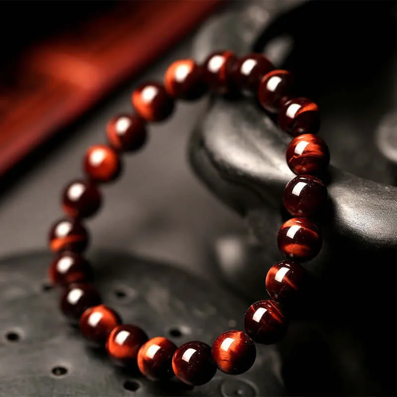 Tiger Eye Bracelet! Vintage Style  8mm Red Tiger Eye Bracelet