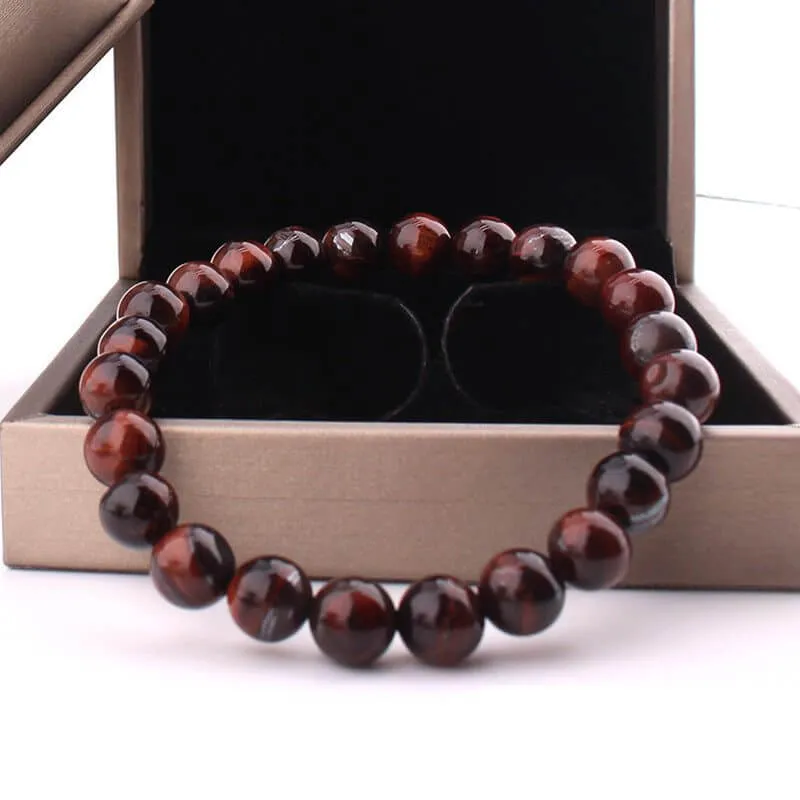 Tiger Eye Bracelet! Vintage Style  8mm Red Tiger Eye Bracelet