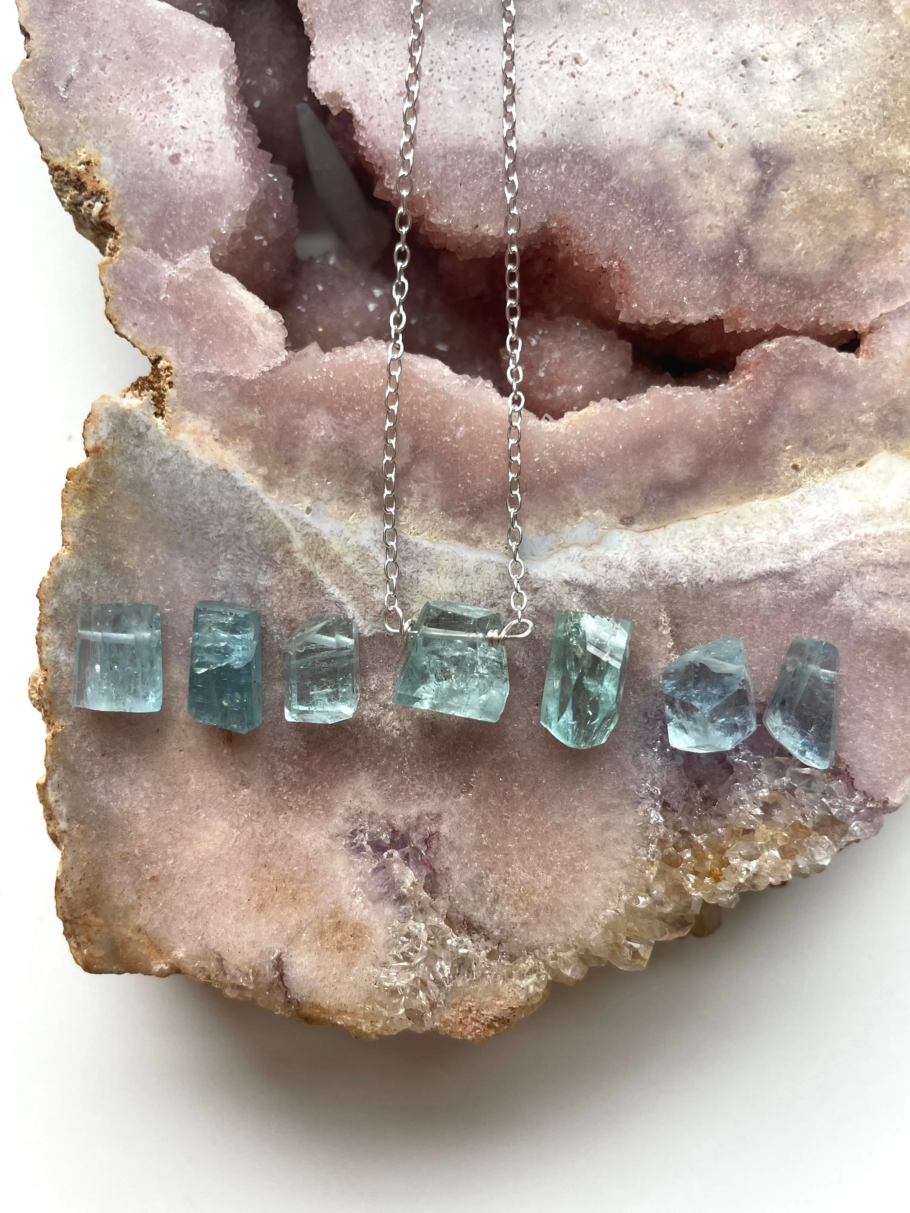 Tiny Aquamarine Gemstone Necklace