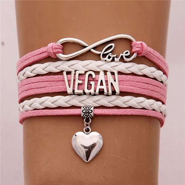 Trendy Vegan Multi-Layer Bracelet, Faux Leather in Variety of Colors and Charms