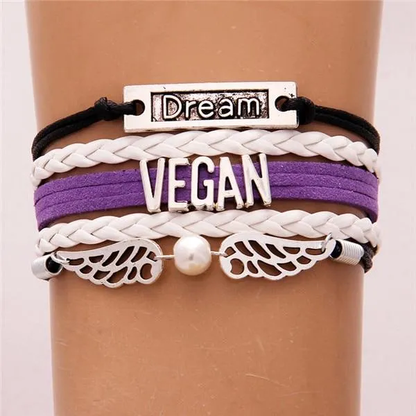 Trendy Vegan Multi-Layer Bracelet, Faux Leather in Variety of Colors and Charms