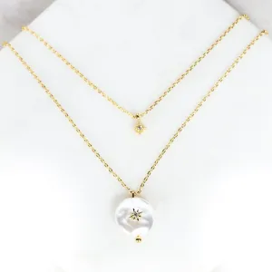 Twinkler 2-Layer Gold Pearl Necklace