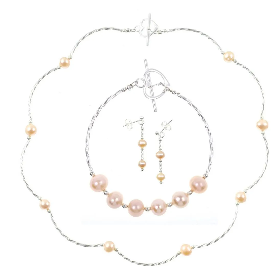 Twist Pearl Necklace  Champagne Pearls