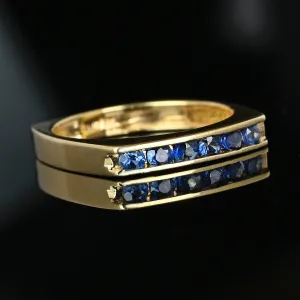 Vintage 14K Gold Euro Shank Sapphire Ring Band